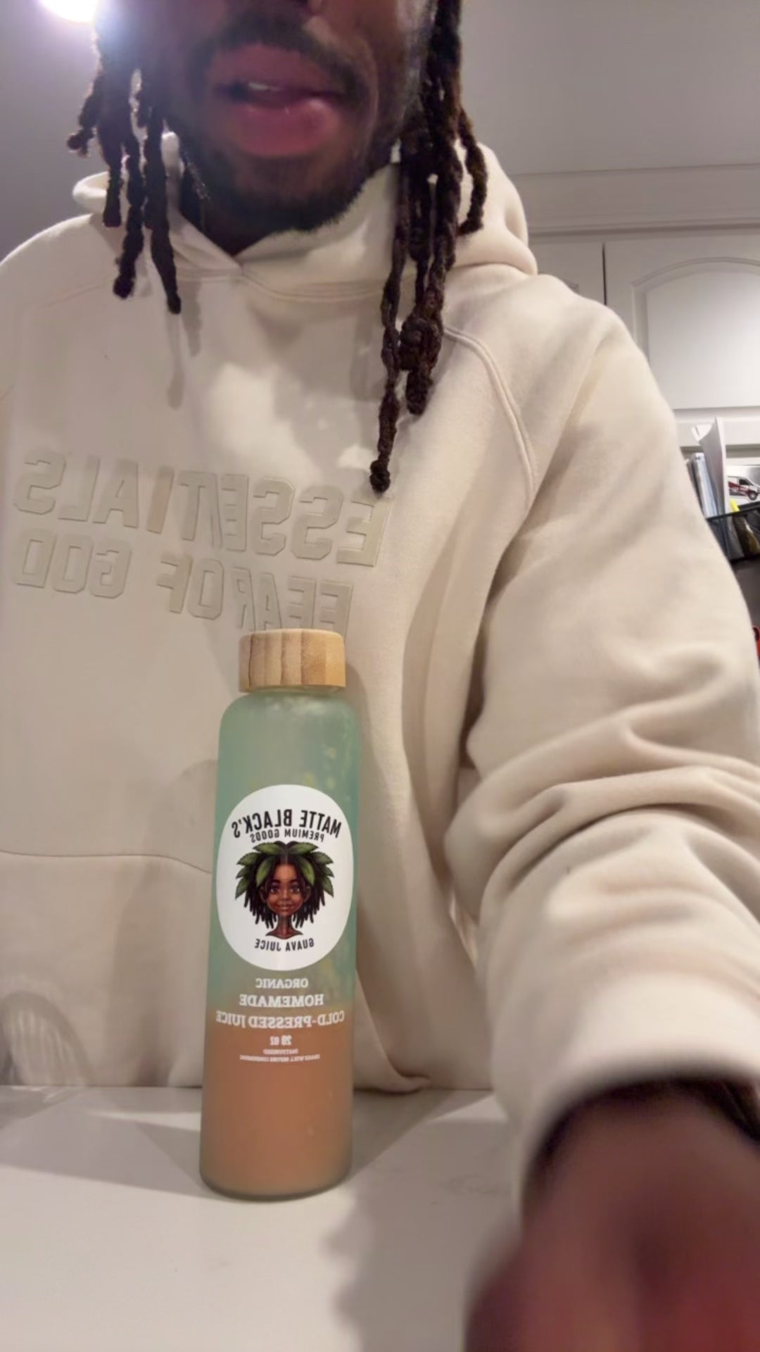 my cousin and niece trying my guava juice!